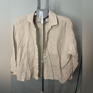 Haven Well Within Linen Striped Boxy Shirt size medium linen